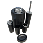 Imagen de Set de baño 6 pz Negra y cromo (papelera-dispensadores)