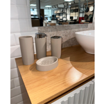 Imagen de Set de baño 6 pz Beige y cromo (papelera-dispensadores)