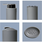 Imagen de Set de baño 6 pz Gris y cromo (papelera-dispensadores)