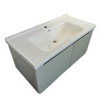 Imagen de Mueble de baño suspendido Curve Verde 100 cm con Bacha de Loza