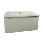 Imagen de Mueble de baño suspendido Curve Beige 100 cm con Bacha de Loza