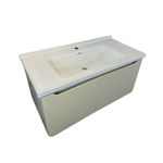 Imagen de Mueble de baño suspendido Curve Beige 100 cm con Bacha de Loza