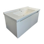 Imagen de Mueble de baño suspendido Curve Blanco 100 cm Con Bacha de Loza