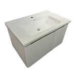 Imagen de Mueble de baño suspendido Curve Blanco 80 cm Con Bacha de Loza