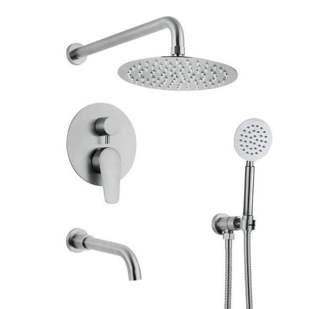 Imagen de Grifería de ducha Monocomando de embutir con transferencia Celtic Gris Satinado