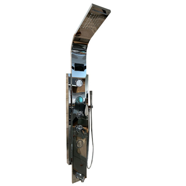 Imagen de Panel de ducha Monocomando Exterior con transferencia, Display, 5 vías Cromado Brillante