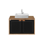 Imagen de Mueble de baño suspendido Creta Rustico negro 78 cm sin bacha