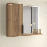 Imagen de Mueble de baño de pie Crystal Nogal 56 cm con Bacha de resina natural y espejo botiquín