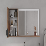 Imagen de Mueble de baño de pie Crystal Nogal 56 cm con Bacha de resina natural y espejo botiquín