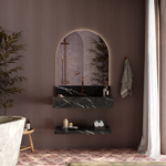 Imagen de Mueble de baño suspendido de porcelanato Negro Milano 84 cm con bacha incorporada