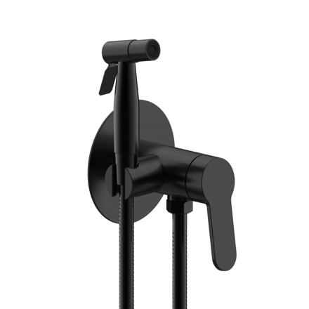 Imagen de Grifería de ducha higiénica Monocomando embutir Milano Negro Mate