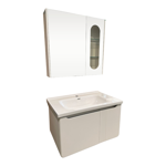 Imagen de Mueble de baño suspendido curve blanco 80 cm con Bacha y Espejo botiquín