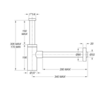 Imagen de Sifón botella negro mate ABS Bonomini 1 1/4"