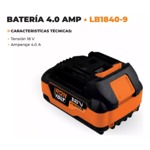 Imagen de Batería de litio 18v - 4.0 amp