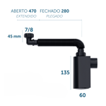 Imagen de Sifón botella trasera lavatorio negro 7/8" x 40mm