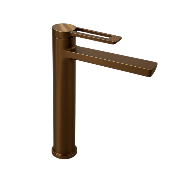 Imagen de Grifería de lavatorio Monocomando de mesada Alto Elar Bronce cepillado
