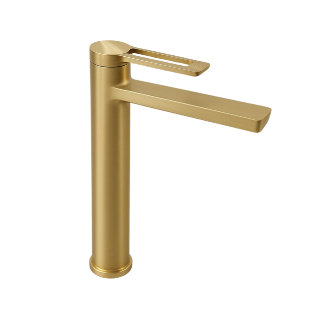 Imagen de Grifería de lavatorio Monocomando de mesada Alto Elar Oro mate
