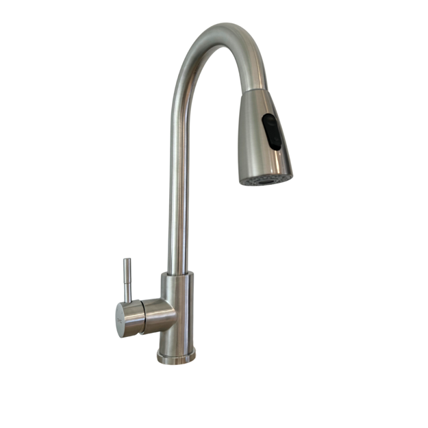 Imagen de Grifería de cocina Monocomando de mesada alto extensible Gris Satinado