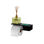 Imagen de PORTARROLLOS CON ESTANTE NEGRO MATE