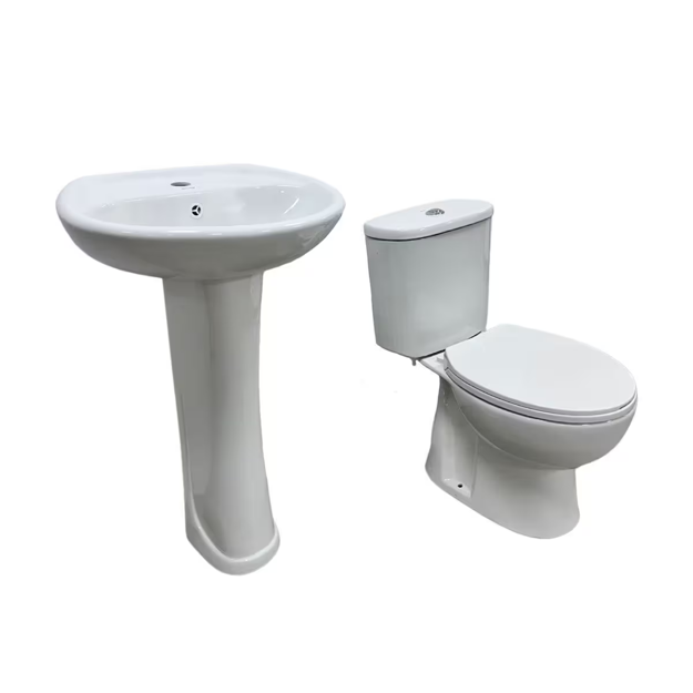 Imagen de Juego de inodoro con mochila lavatorio y pedestal