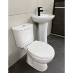 Imagen de Juego de inodoro con mochila lavatorio y pedestal