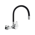 Imagen de Grifería de Cocina Monocomando de pared pico Flexible Negro Murdock Cromado Brillante