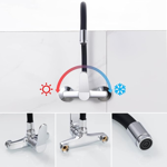 Imagen de Grifería de Cocina Monocomando de pared pico Flexible Negro Murdock Cromado Brillante