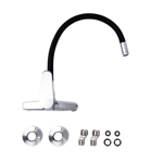 Imagen de Grifería de Cocina Monocomando de pared pico Flexible Negro Murdock Cromado Brillante