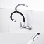 Imagen de Grifería de Cocina Monocomando de pared pico Flexible Negro Murdock Cromado Brillante