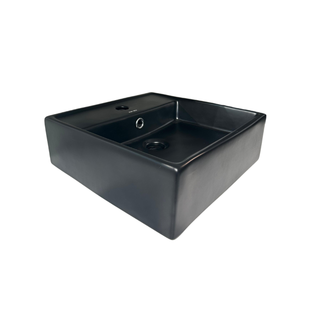 Imagen de Bacha de apoyo cuadrada 38 cm c/mesa Negro Mate Dmc