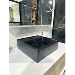 Imagen de Bacha de apoyo cuadrada 38 cm c/mesa Negro Mate Dmc