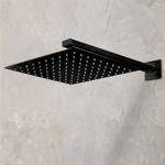 Imagen de Roseta y brazo de ducha cuadrado 20x20 cm negro mate