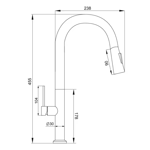 Imagen de Grifería de cocina Monocomando de mesada extensible Zenda cromado Brillante