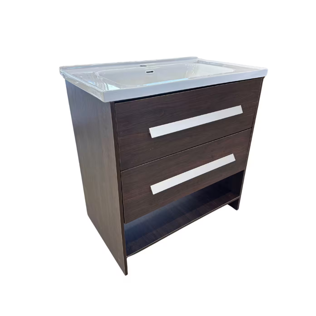 Imagen de Mueble de baño de pie Lucania Nogal 80 cm con Bacha de Loza