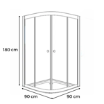 Imagen de Cabina de ducha curva 90x90x180 cm