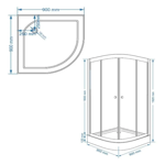 Imagen de Cabina y plato de ducha Curvo 90x90x192 cm