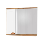 Imagen de Mueble de baño suspendido Creta Rustico Blanco 78 cm con bacha y espejo Botiquín