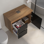 Imagen de Mueble de baño suspendido Clarice 78 cm Negro/Catedral con bacha