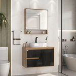 Imagen de Mueble de baño suspendido Clarice 78 cm Negro/Catedral con bacha