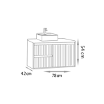 Imagen de Mueble de baño suspendido Clarice 78 cm Negro/Catedral con bacha