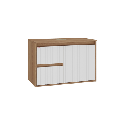 Imagen de Mueble de baño suspendido Clarice 78 cm Blanco/Catedral sin bacha