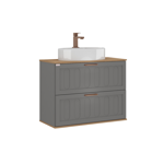 Imagen de Mueble de baño suspendido Milena 78 cm Avellana/Catedral con bacha