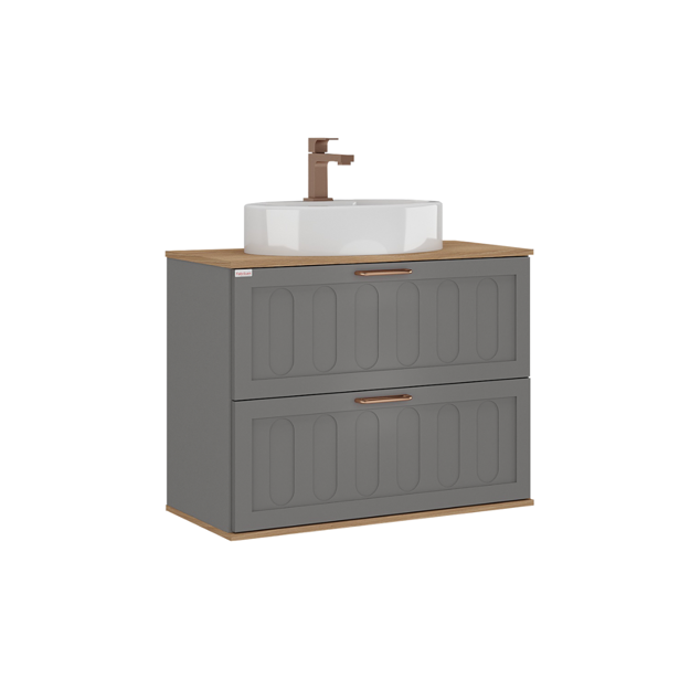 Imagen de Mueble de baño suspendido Milena 78 cm Avellana/Catedral con bacha