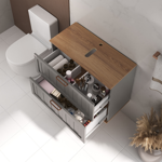 Imagen de Mueble de baño suspendido Milena 78 cm Avellana/Catedral con bacha