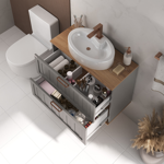 Imagen de Mueble de baño suspendido Milena 78 cm Avellana/Catedral con bacha