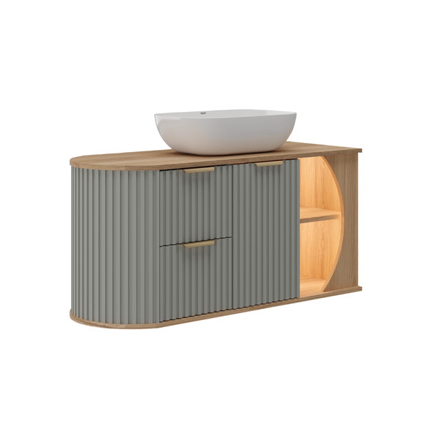 Imagen de Mueble de baño suspendido Tereza Cristina 100 cm Catedral/Avellana con bacha