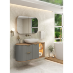 Imagen de Mueble de baño suspendido Tereza Cristina 100 cm Catedral/Avellana con bacha