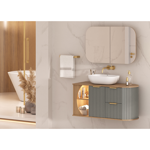 Imagen de Mueble de baño suspendido Tereza Cristina 100 cm Catedral/Avellana con bacha