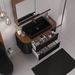 Imagen de Mueble de baño Suspendido  Alice Negro 100cm  con Bacha de Loza