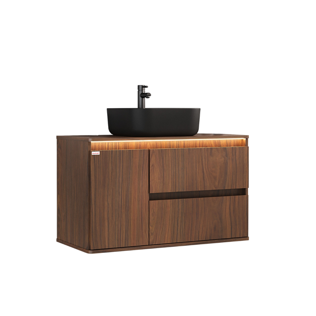 Imagen de Mueble de baño suspendido Adelaida 90 cm Cacau con bacha